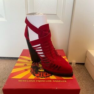 Jeffrey Campbell Red Suede Bootie